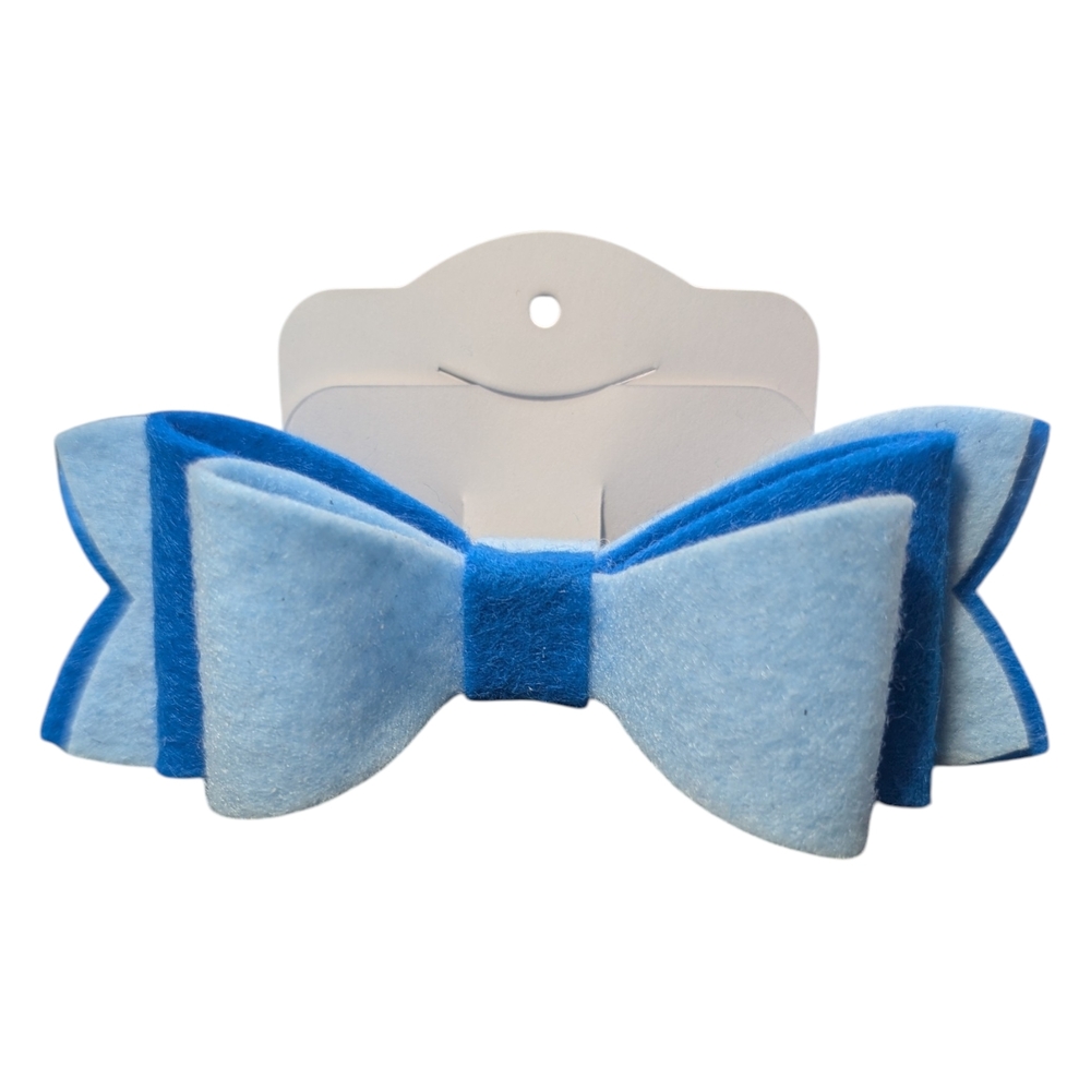 2 Tone Blue Felt Hair Bow Clip
